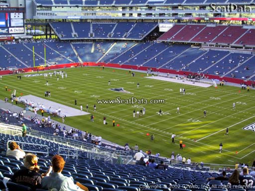 Seat view from section 204 at Gillette Stadium, home of the New England Patriots