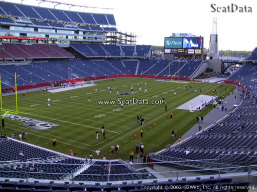 Seat view from section 217 at Gillette Stadium, home of the New England Patriots