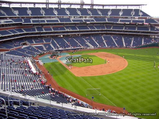 Seat view from section 308 at Citizens Bank Park, home of the Philadelphia Phillies