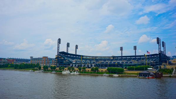 Photo of PNC Park from the Allegheny River in Pittsburgh, PA.