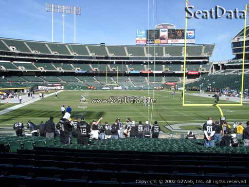Seat view from section 107 at Oakland Coliseum, home of the Oakland Raiders