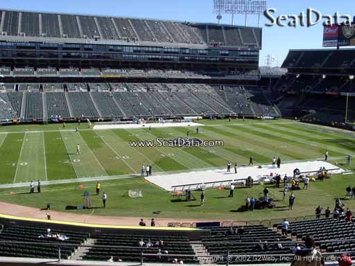 Seat view from section 220 at Oakland Coliseum, home of the Oakland Raiders