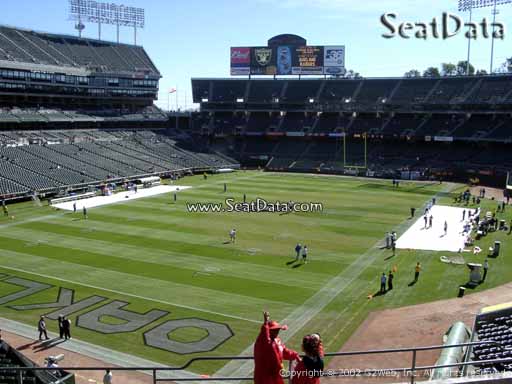 Seat view from section 225 at Oakland Coliseum, home of the Oakland Raiders