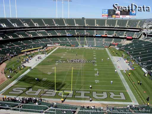Seat view from section 305 at Oakland Coliseum, home of the Oakland Raiders