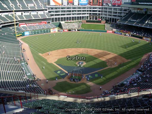 Seat view from section 327 at Globe Life Park in Arlington, home of the Texas Rangers