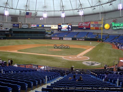 Seat view from section 105 at Tropicana Field, home of the Tampa Bay Rays
