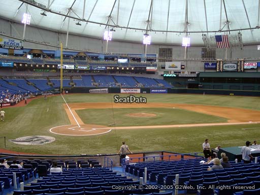 Seat view from section 108 at Tropicana Field, home of the Tampa Bay Rays