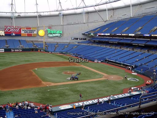 Seat view from section 213 at Tropicana Field, home of the Tampa Bay Rays