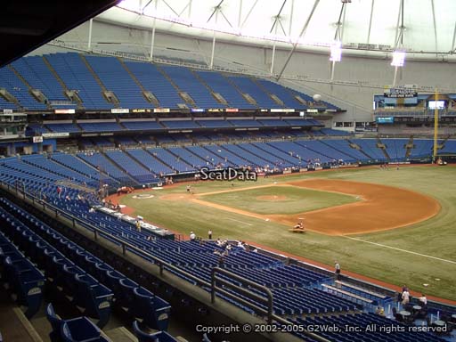Seat view from section 220 at Tropicana Field, home of the Tampa Bay Rays