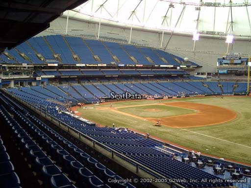 Seat view from section 222 at Tropicana Field, home of the Tampa Bay Rays