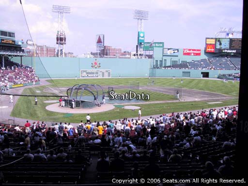Seat view from Grandstand section 18 at Fenway Park, home of the Boston Red Sox