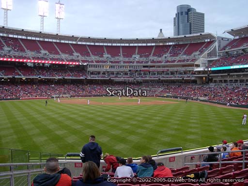 Seat view from section 101 at Great American Ball Park, home of the Cincinnati Reds