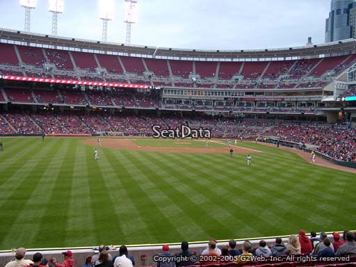 Seat view from section 103 at Great American Ball Park, home of the Cincinnati Reds