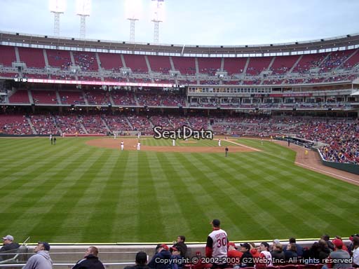 Seat view from section 104 at Great American Ball Park, home of the Cincinnati Reds