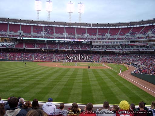 Seat view from section 105 at Great American Ball Park, home of the Cincinnati Reds