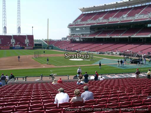 Seat view from section 115 at Great American Ball Park, home of the Cincinnati Reds