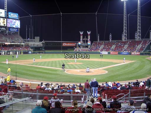 Seat view from section 122 at Great American Ball Park, home of the Cincinnati Reds