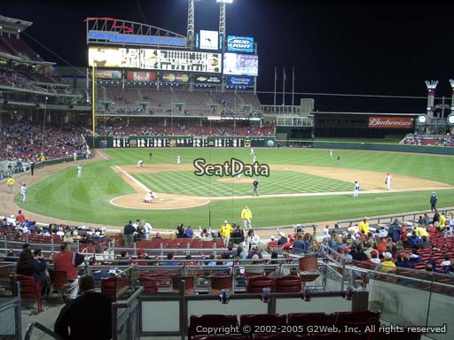 Seat view from section 126 at Great American Ball Park, home of the Cincinnati Reds
