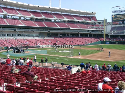 Seat view from section 132 at Great American Ball Park, home of the Cincinnati Reds