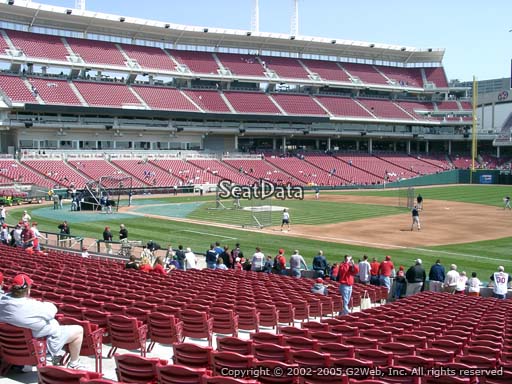 Seat view from section 133 at Great American Ball Park, home of the Cincinnati Reds