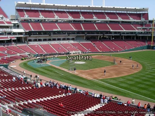 Seat view from section 307 at Great American Ball Park, home of the Cincinnati Reds