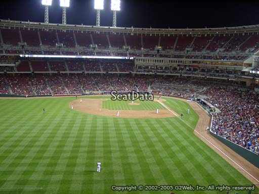 Seat view from bleacher section 404 at Great American Ball Park, home of the Cincinnati Reds