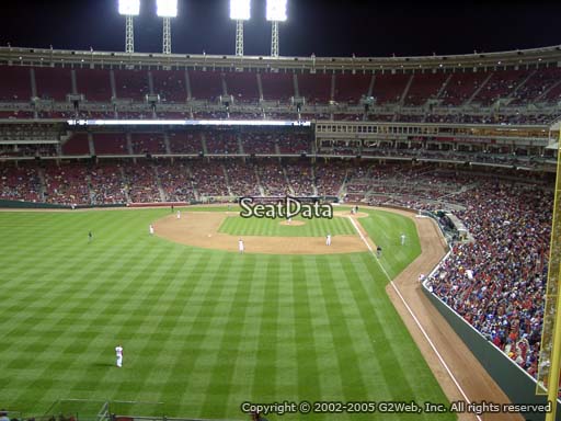 Seat view from bleacher section 405 at Great American Ball Park, home of the Cincinnati Reds