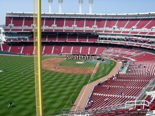Seat view from section 408 at Great American Ball Park, home of the Cincinnati Reds