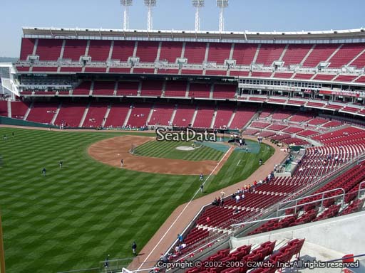 Seat view from section 409 at Great American Ball Park, home of the Cincinnati Reds