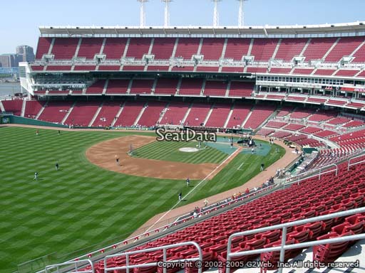 Seat view from section 410 at Great American Ball Park, home of the Cincinnati Reds