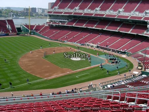 Seat view from section 414 at Great American Ball Park, home of the Cincinnati Reds