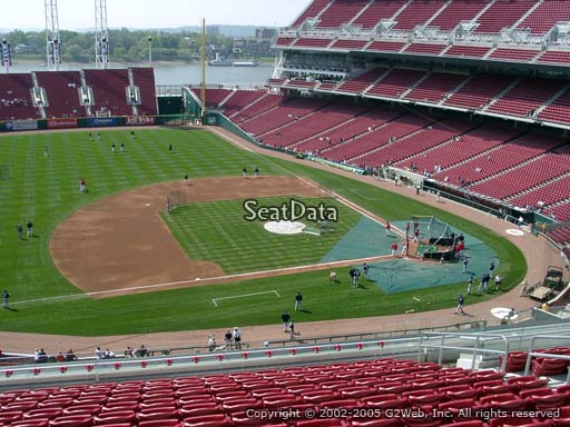 Seat view from section 416 at Great American Ball Park, home of the Cincinnati Reds