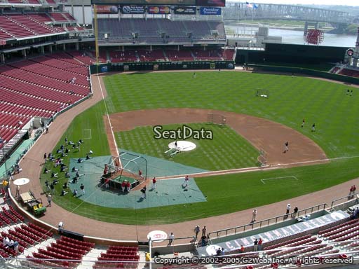 Seat view from section 427 at Great American Ball Park, home of the Cincinnati Reds