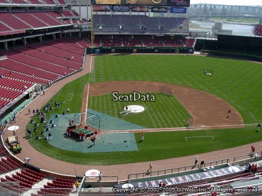 Seat view from section 428 at Great American Ball Park, home of the Cincinnati Reds