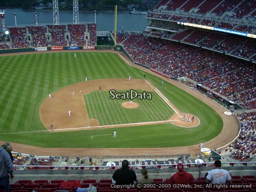 Seat view from section 517 at Great American Ball Park, home of the Cincinnati Reds