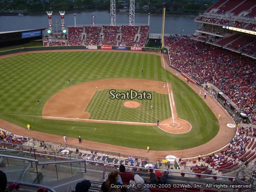 Seat view from section 519 at Great American Ball Park, home of the Cincinnati Reds