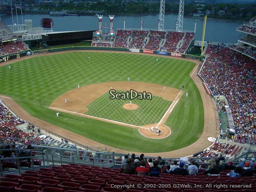 Seat view from section 521 at Great American Ball Park, home of the Cincinnati Reds