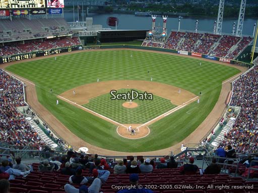 Seat view from section 523 at Great American Ball Park, home of the Cincinnati Reds