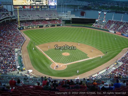 Seat view from section 525 at Great American Ball Park, home of the Cincinnati Reds