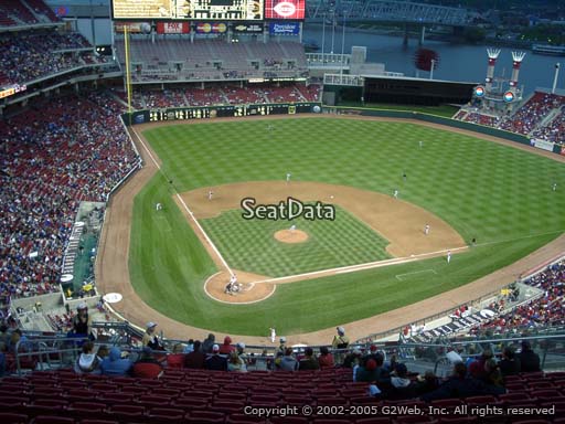 Seat view from section 526 at Great American Ball Park, home of the Cincinnati Reds