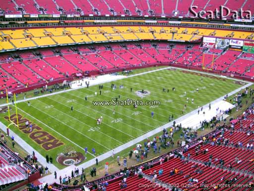 Seat view from section 307 at Fedex Field, home of the Washington Redskins