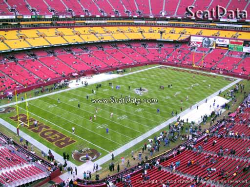 Seat view from section 308 at Fedex Field, home of the Washington Redskins