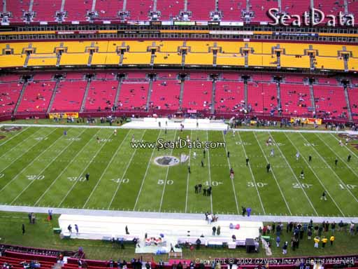 Seat view from section 321 at Fedex Field, home of the Washington Redskins