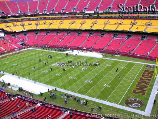 Seat view from section 338 at Fedex Field, home of the Washington Redskins