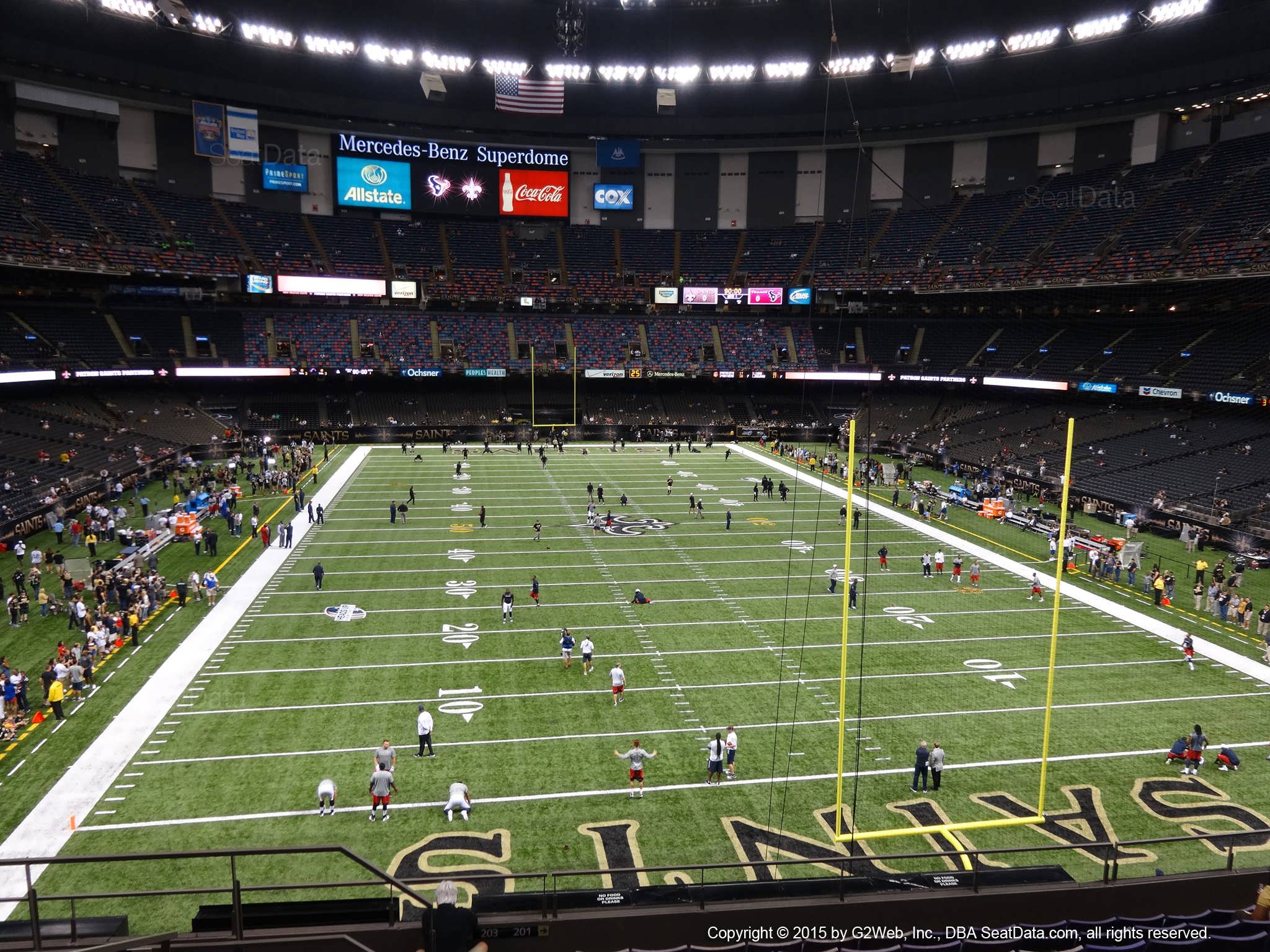 Seat view from section 301 at the Mercedes-Benz Superdome, home of the New Orleans Saints