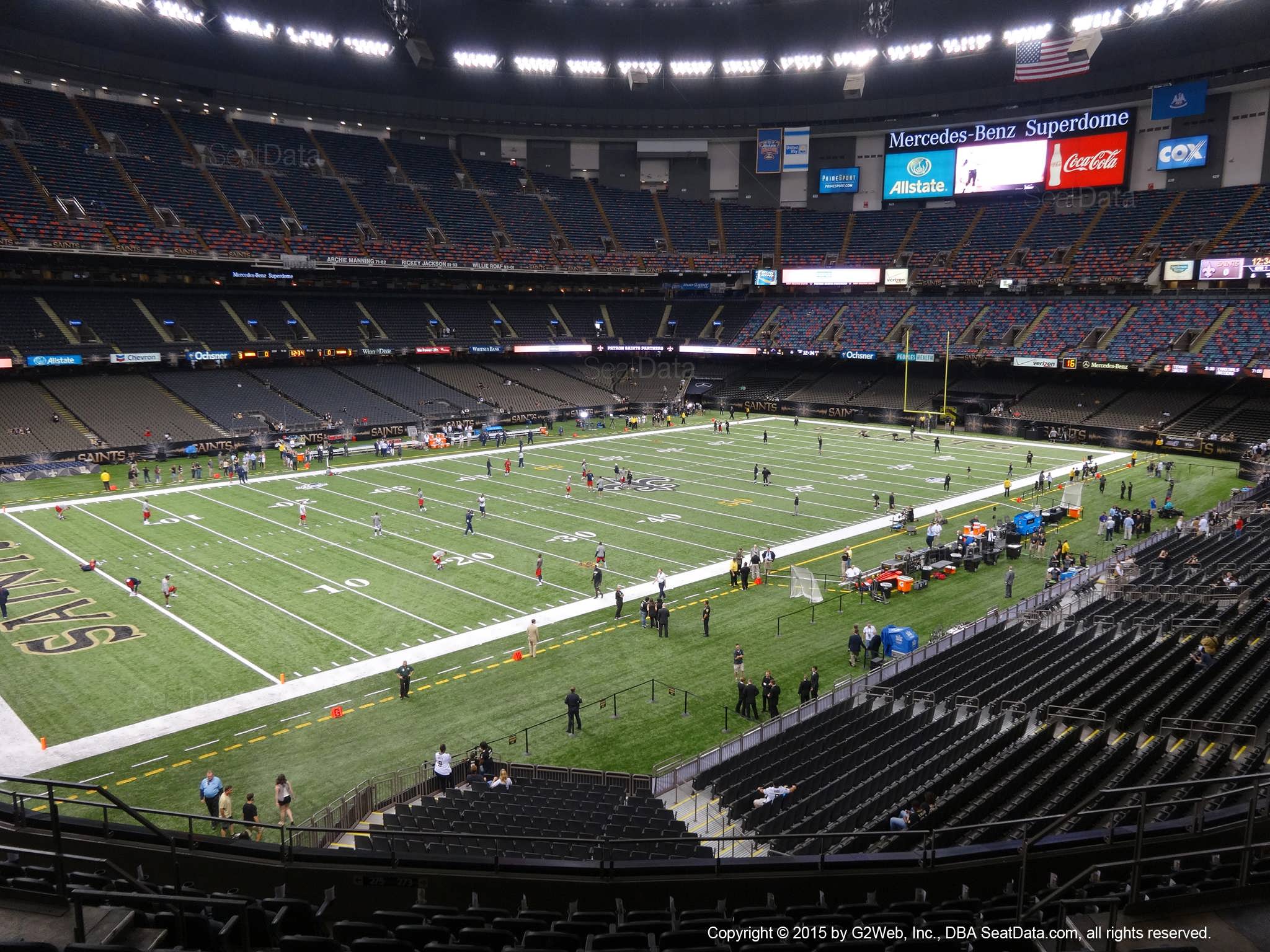 Seat view from section 342 at the Mercedes-Benz Superdome, home of the New Orleans Saints