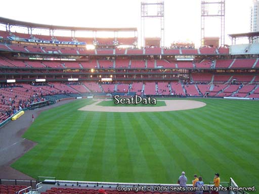 Seat view from bleacher section 111 at Busch Stadium, home of the St. Louis Cardinals