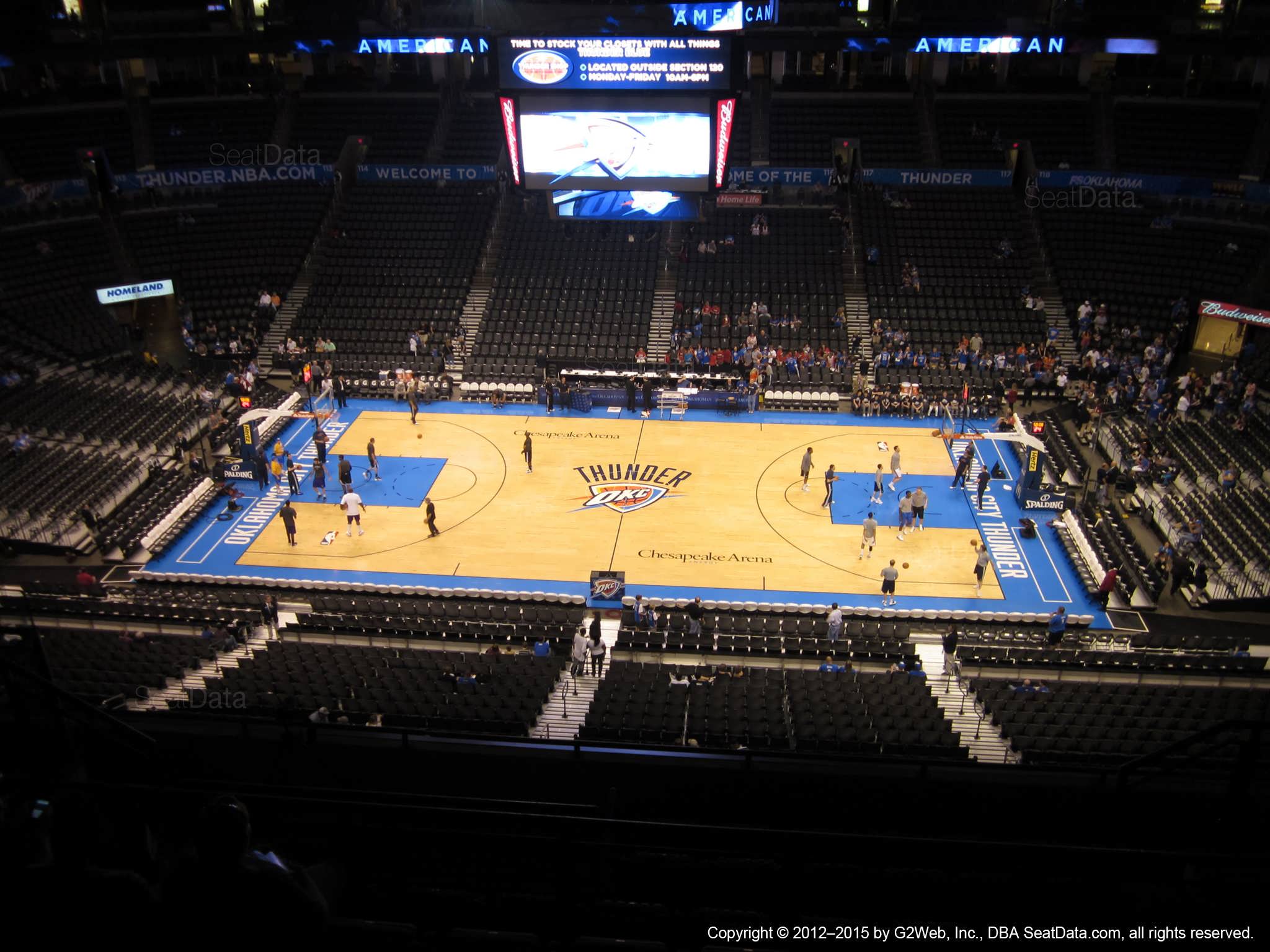 Seat view from section 308 at Chesapeake Energy Arena, home of the Oklahoma City Thunder