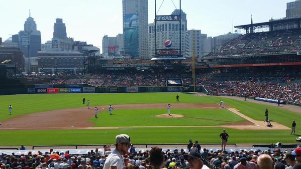 View of the Detroit skyline from Comerica Park.