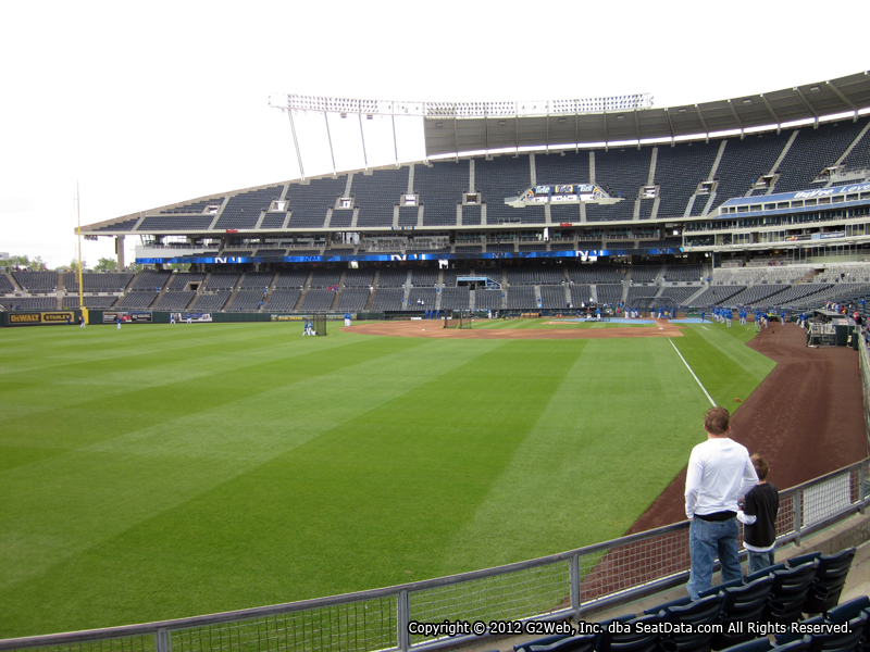 Seat view from section 107 at Kauffman Stadium, home of the Kansas City Royals